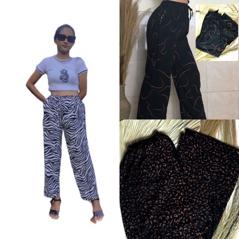 COD Kulot Animal Zebra Rayon Premium Bali Kantong Motif Zebra Tali