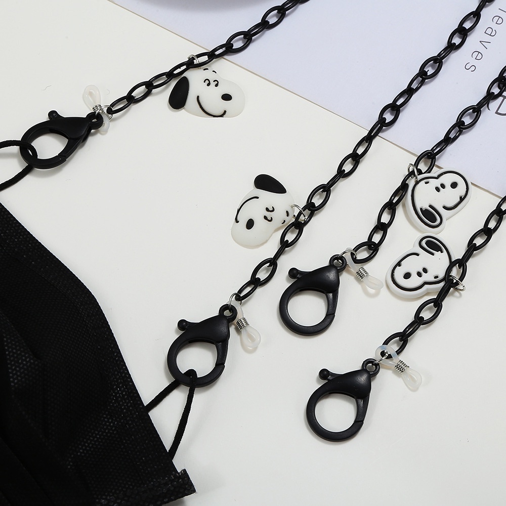 [ACKER] Kasual Sederhana Pria Wanita Hitam Acrylic Lanyard Mouse Rantai Topeng Lucu