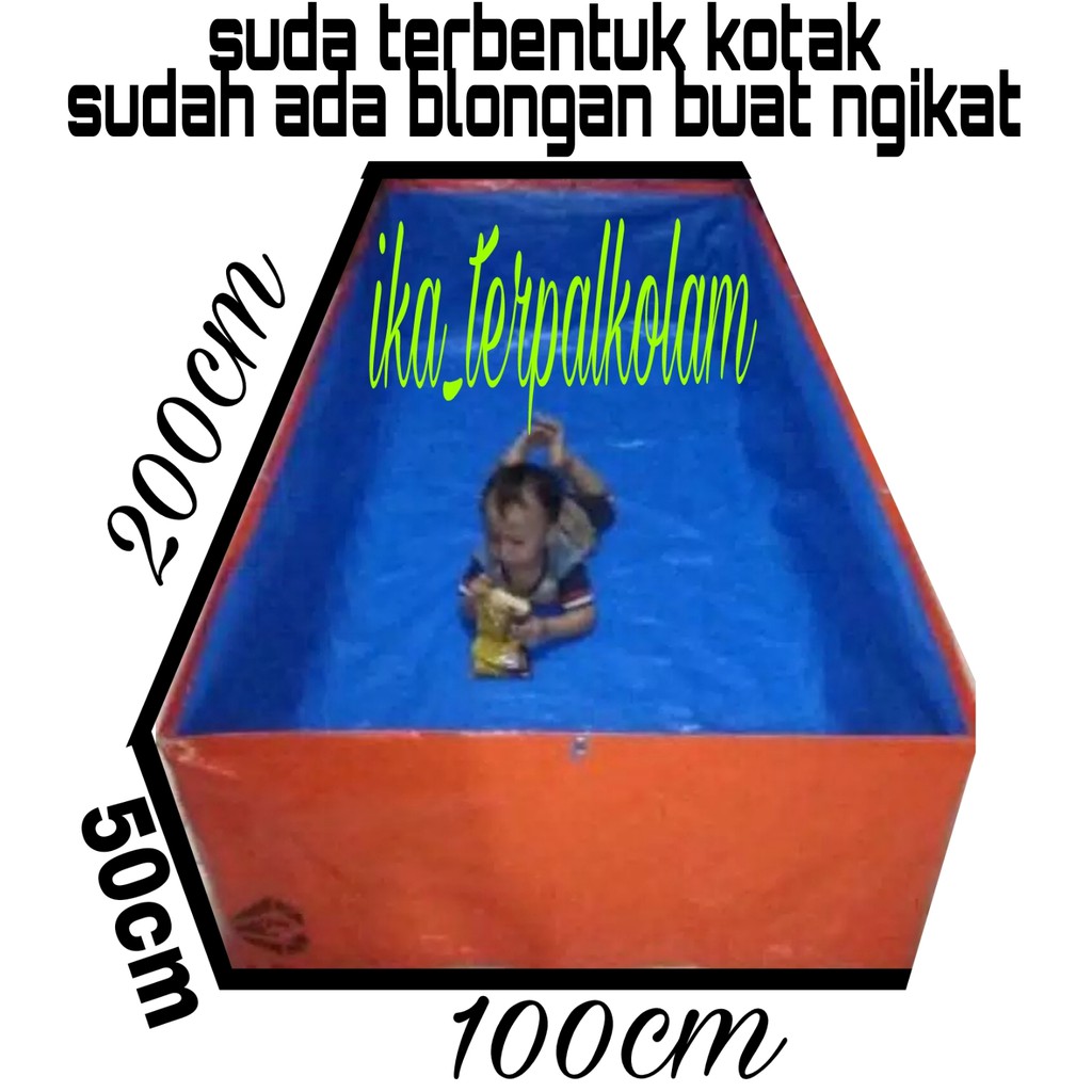TERPAL KOLAM IKAN KOLAM LELE KOLAM MINI BAK AIR KOLAM CUPANG UK200X100X50 PE type a8)