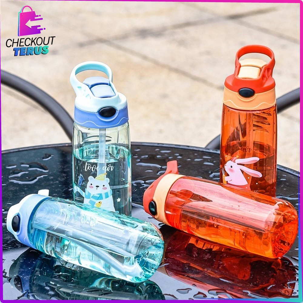 CT C309 Botol Air Minum 550ML BPA FREE Botol Minum Anak Motif Lucu dengan Sedotan Food Grade Tempat Air Minum Anak Karakter