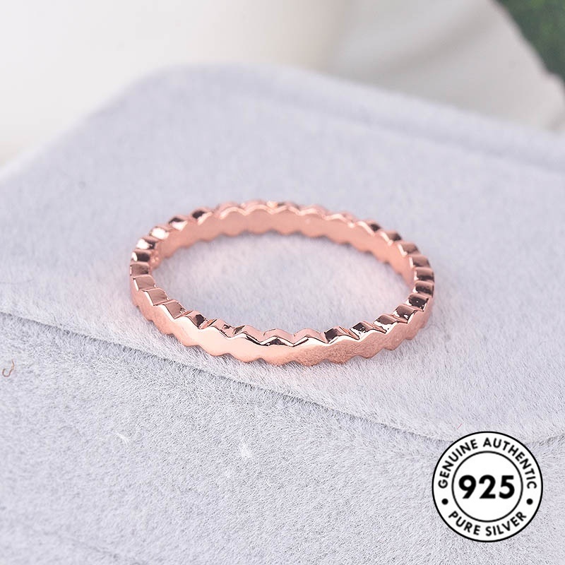 Cincin Sterling Silver 925 Model Sarang Lebah Warna Rose Gold Untuk Wanita