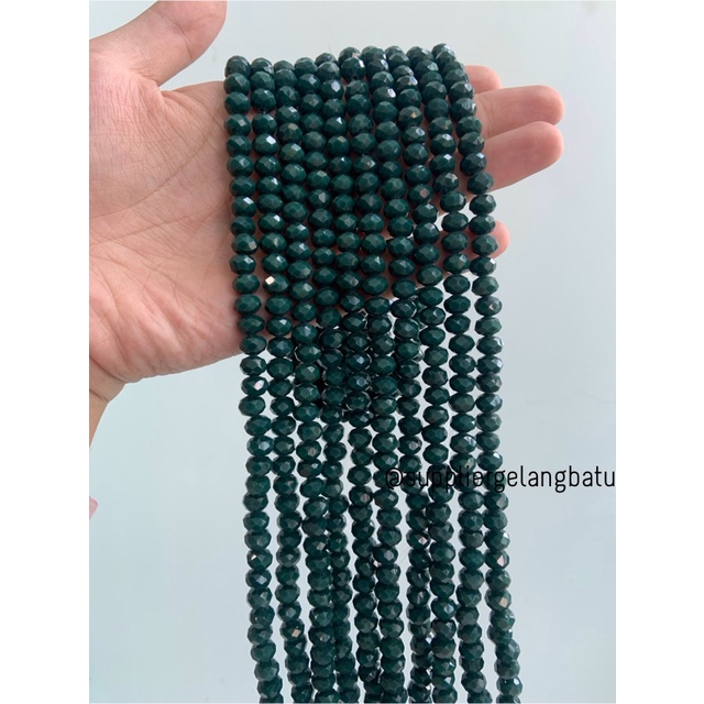 Crystal Ceko Doft 8mm HIJAU TUA DARK GREEN bahan craft manik donat