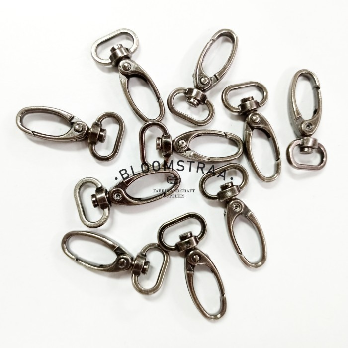 Ring kait besi black nikel 1,5cm 15mm lobster besi 1,5 cm 15 mm hitam