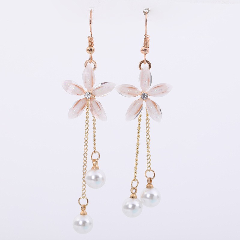 Anting Fashion wanita korea bunga temperamen earrings rumbai mutiara