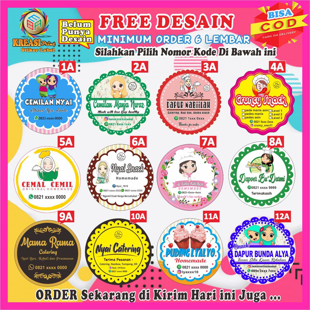 Cetak Stiker Label Produk Kemasan Makanan Minuman Sticker Kue Snack