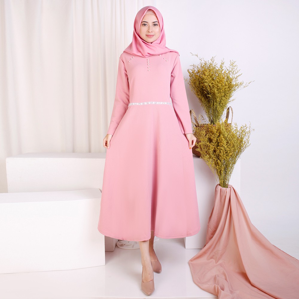 Long dress Lengan Panjang variasi mote - XSHOP Diana Mote