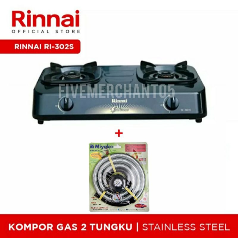 Kompor Gas Rinnai RI 302 S Kompor Ceflon Rinnai 2 Tungku Kompor Rinai 302s Kompor Teflon Rinnai