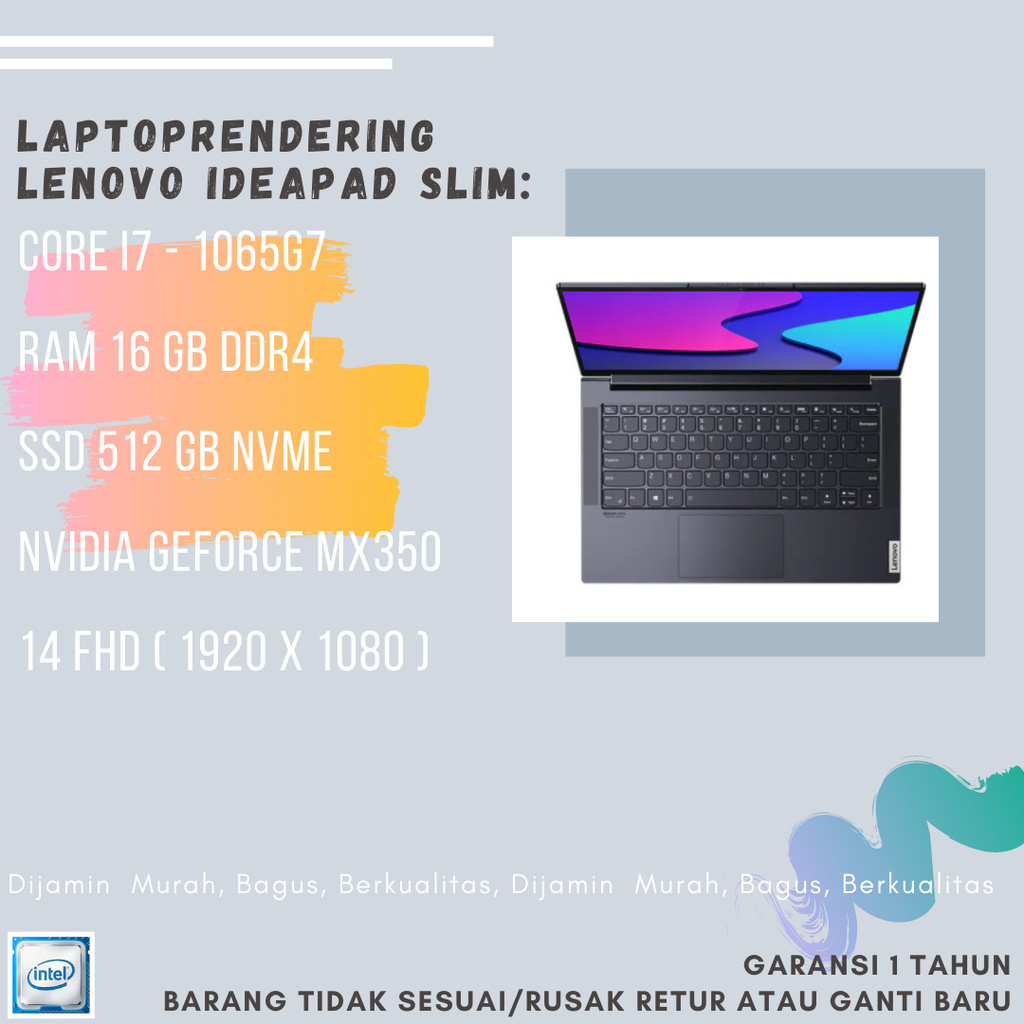LAPTOP RENDERING LENOVO IDEAPAD SLIM 1065G7 16GB SSD 512GB MX350