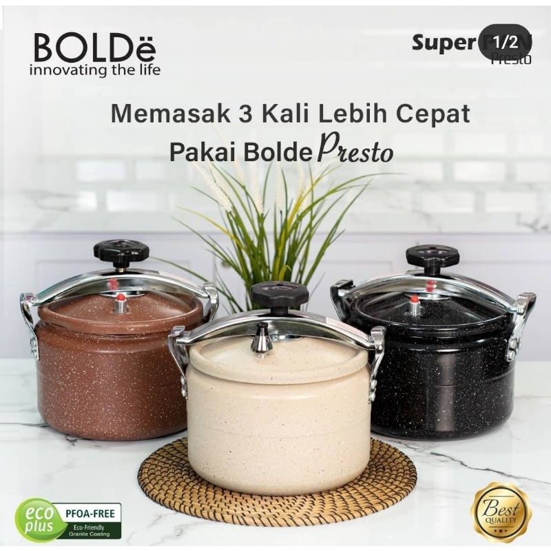 Panci Press Cooker BOLDe Super Pan Presto Cooker Granite 7 Liter 24 cm