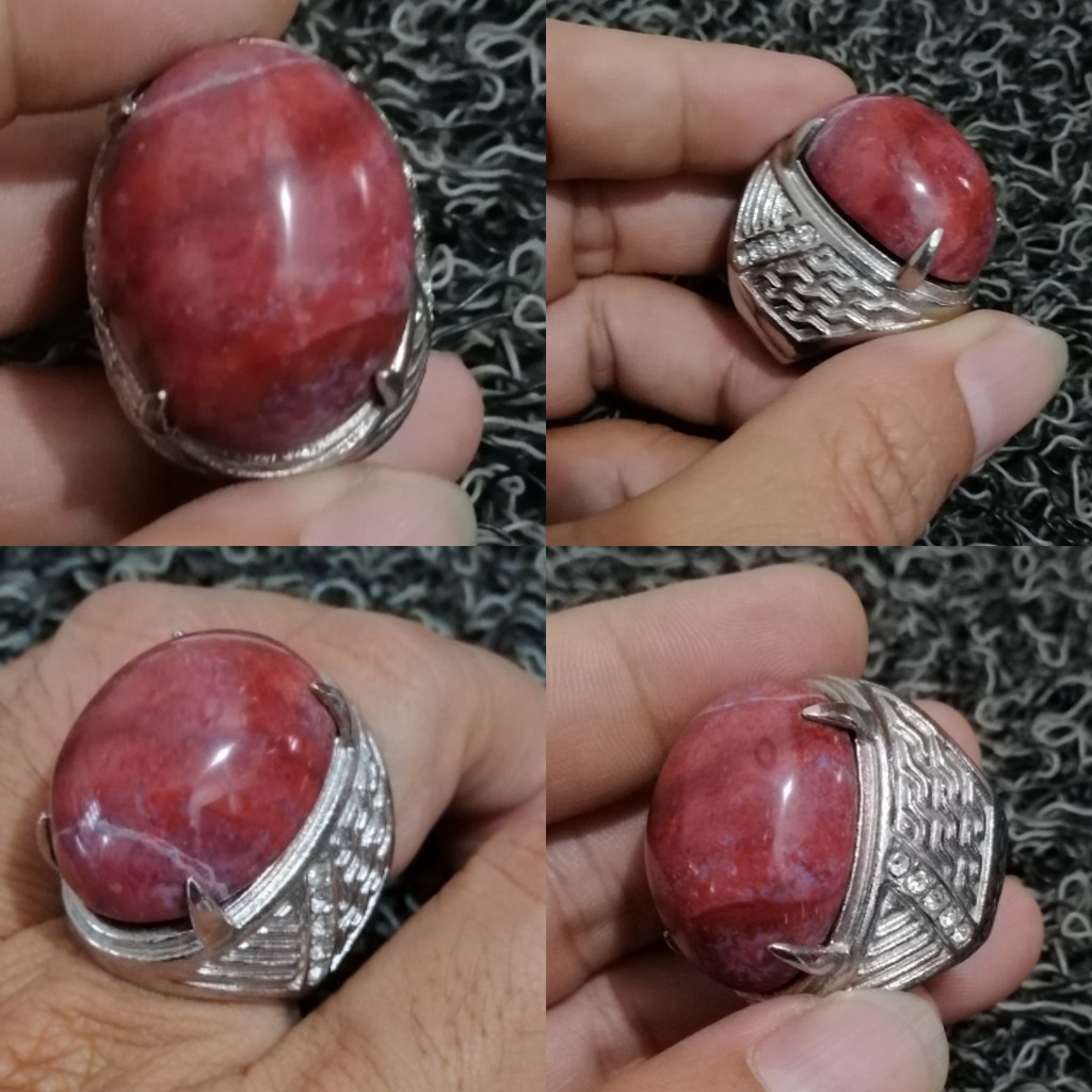 Natural Jasper Ati Ayam Ring Titanium