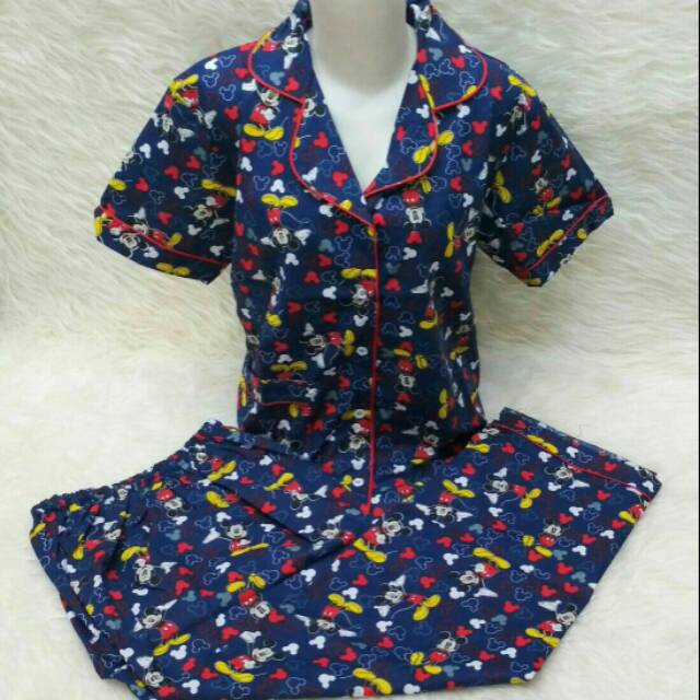 PAJAMAS NAVY MICKEY CP/BAJU TIDUR DEWASA