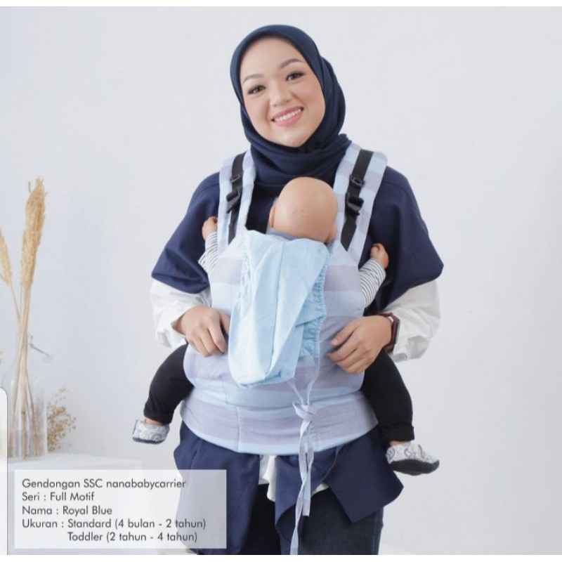 Gendongan SSC Nana Baby Carrier Full Motif Royal Blue