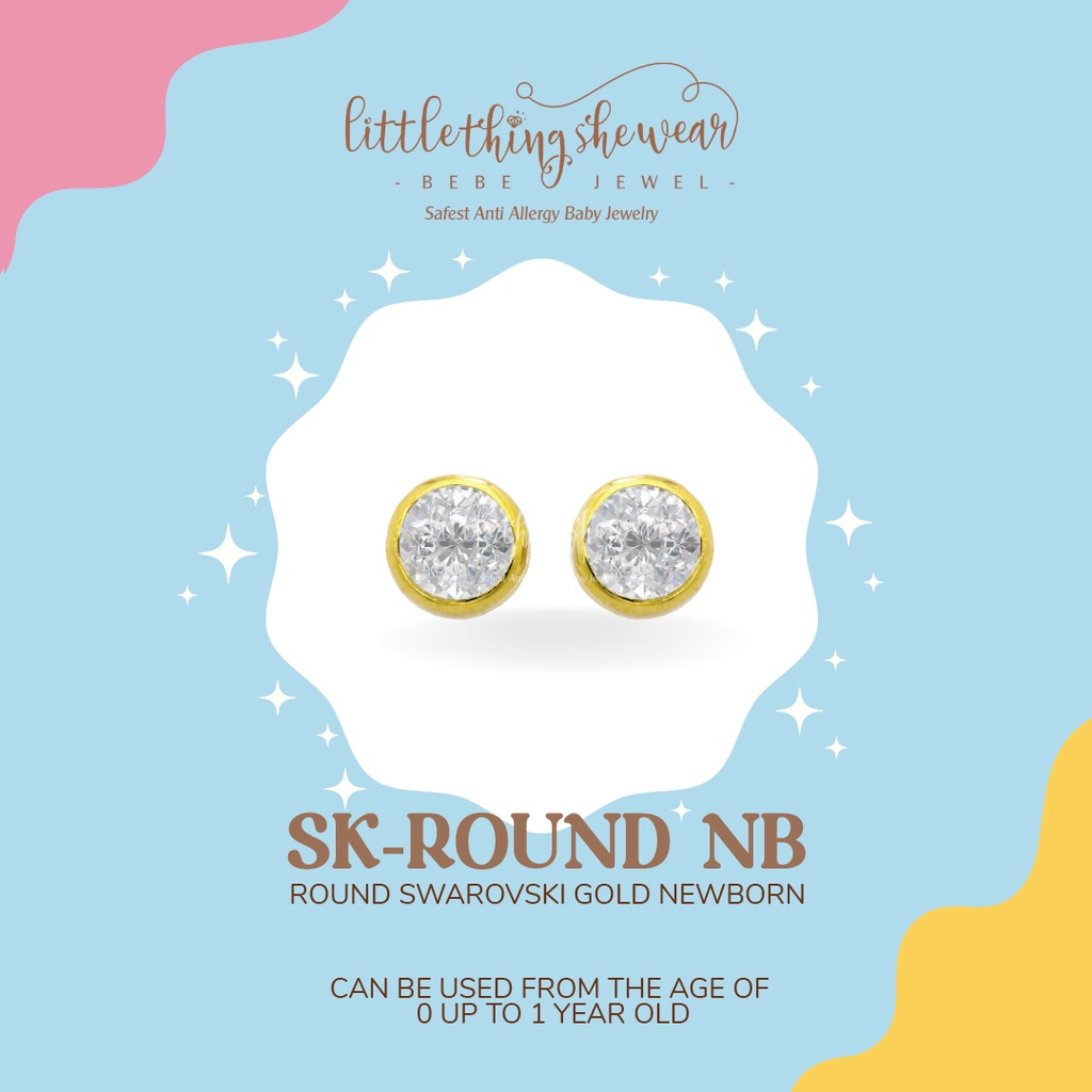 Anting Anak Littlethingshewear Round Swarovski Gold Newborn SK-ROUND NB 0,5gr