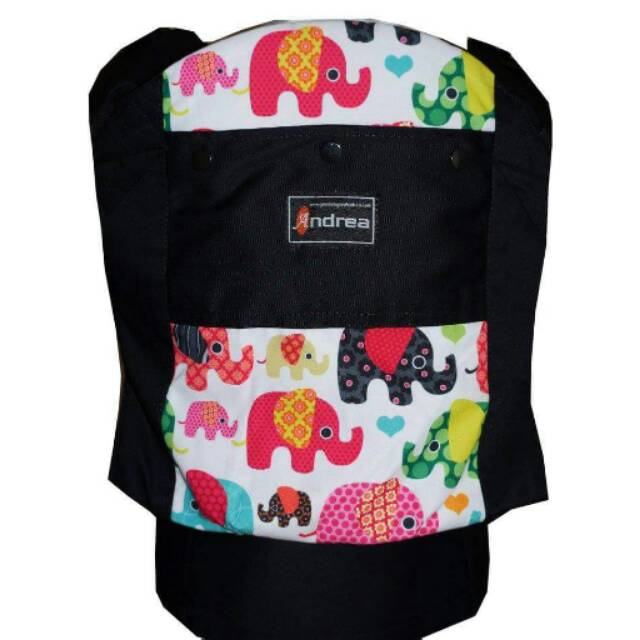 Gendongan Bayi SSC Andrea Baby Carrier Standard Size Elephant on Black