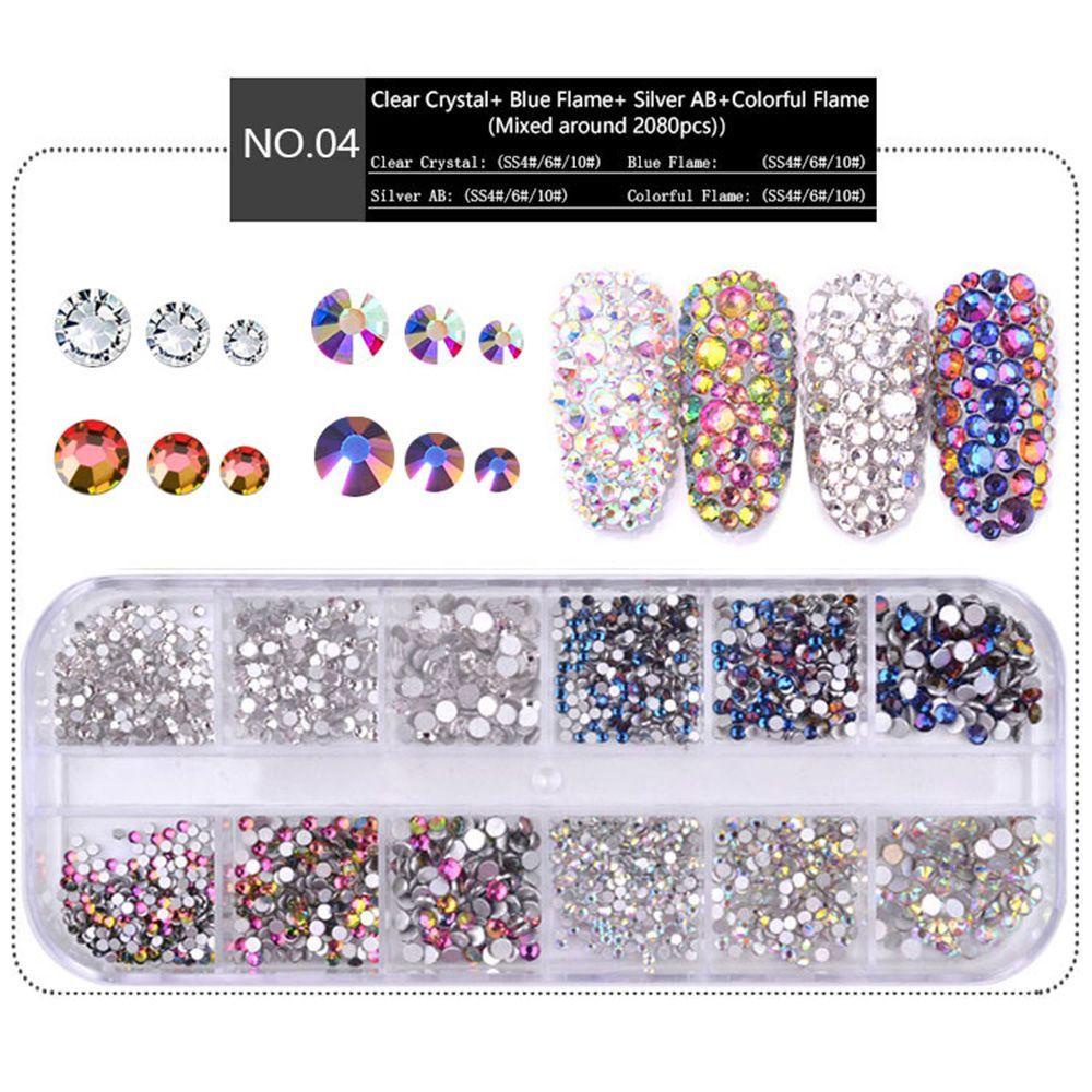 AUGUSTINA Pesona Nail Art Agustina Shiny 1kotak Dekorasi 3D Manicure Flatback AB Kristal Ukuran Campur