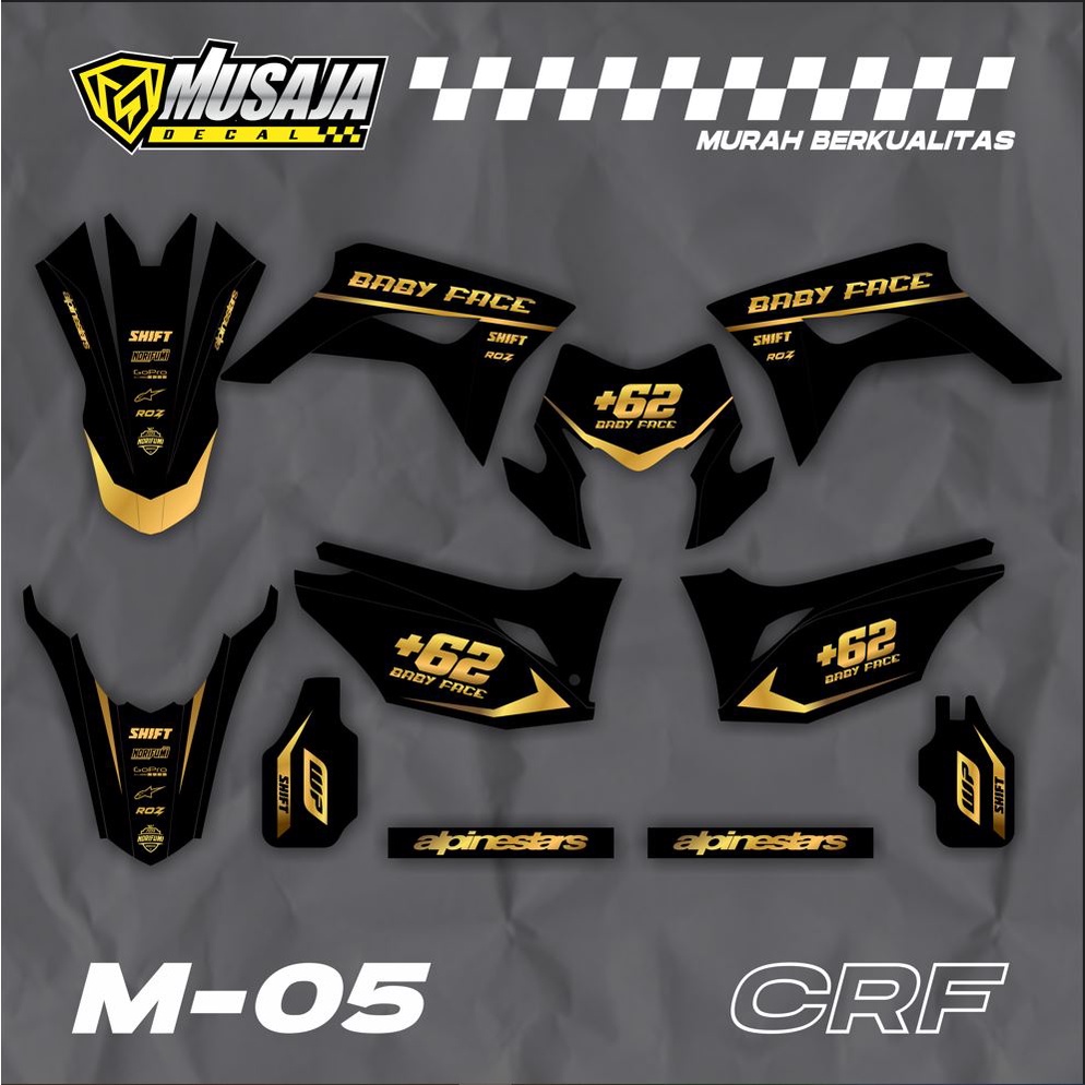Decal stiker CRF 150L hitam gold  - Dekal Crf full body