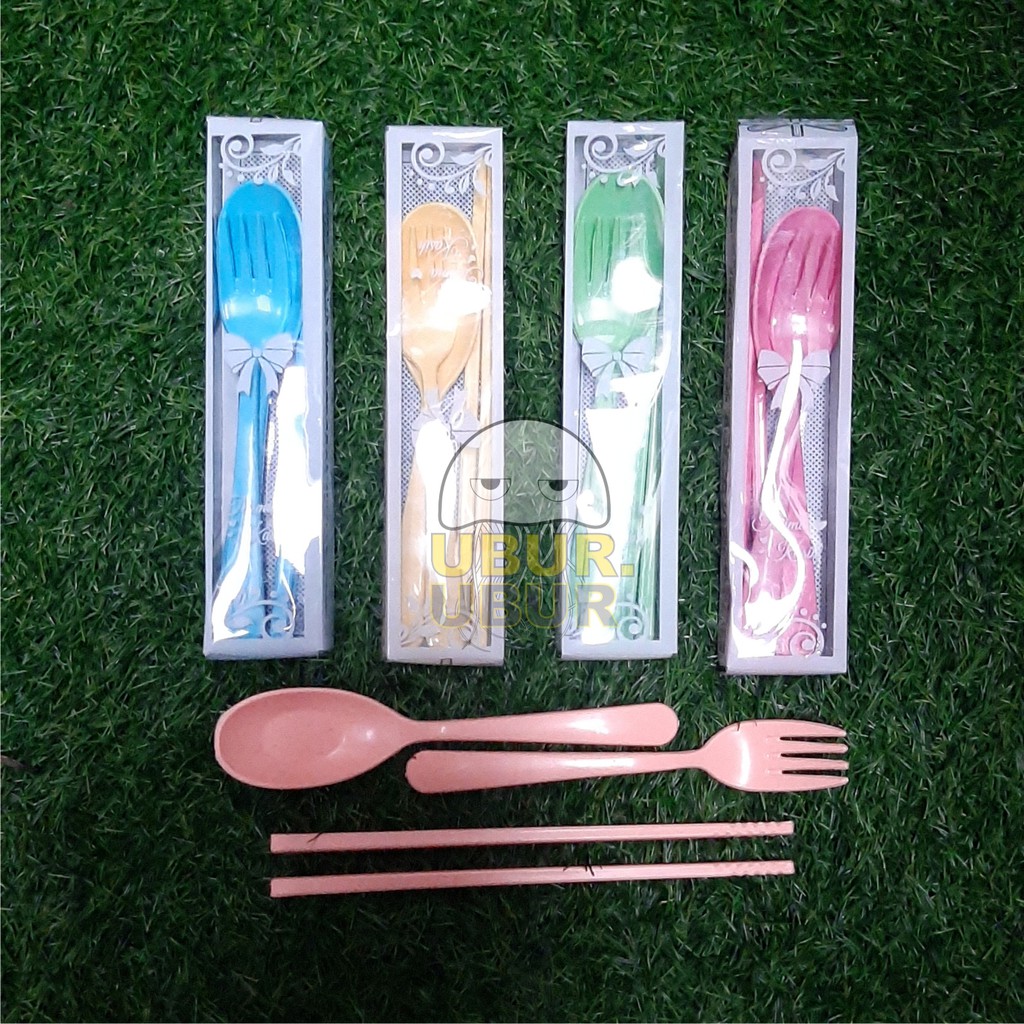 Souvenir Sendok Garpu Sumpit Travel Set Sovenir Hadiah Pernikahan Wedding Ulang Tahun Event Gimik Murah Unik-2