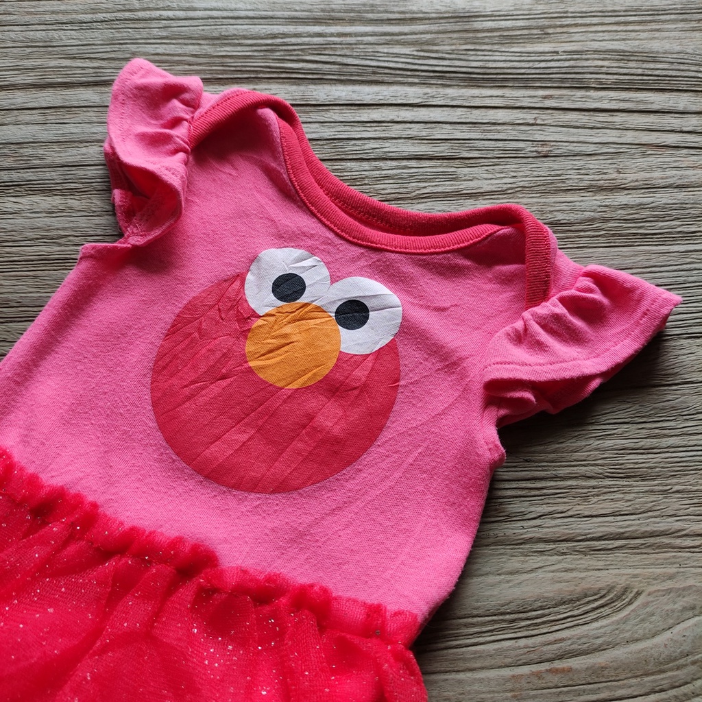 Dress Jumper Baby Girl 0-4 Bulan, Sesame Street Cartoon, Isaac Mizrahi (Preloved)