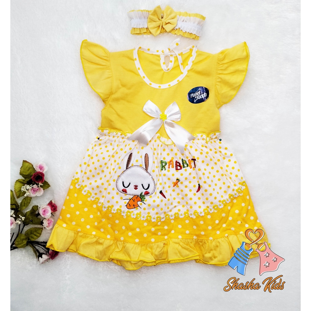 [S-40] Baju Bayi Perempuan/Dress Bayi Perempuan Planet KidsMurah 0-6bln Bonus BANDANA