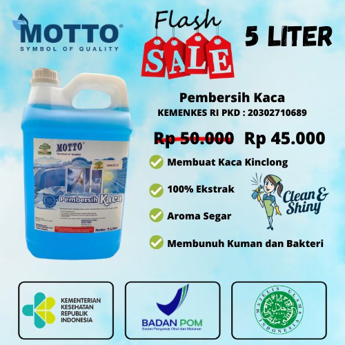 Pembersih Kaca / Glass Cleaner Ekstrak Premium MOTTO 5 Liter