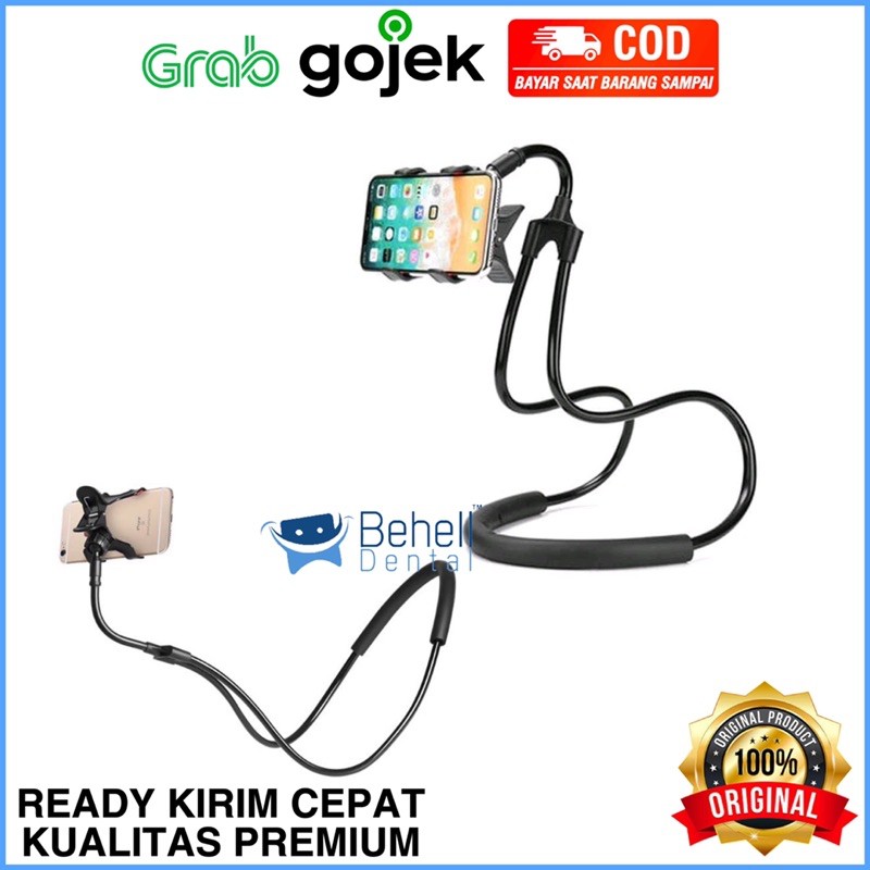 PREMIUM LAZYPOD LEHER DAN PINGGANG / LAZY POD / HOLDER HP LAZY HANGING NECK CELL STAND / HOLDER