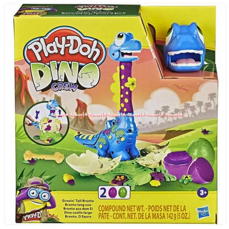 Play-Doh Dino Crew Growin Tall Bronto Dinosaur Mainan Lilin Playdoh Dinosaurus Bisa Tumbuh Tinggi