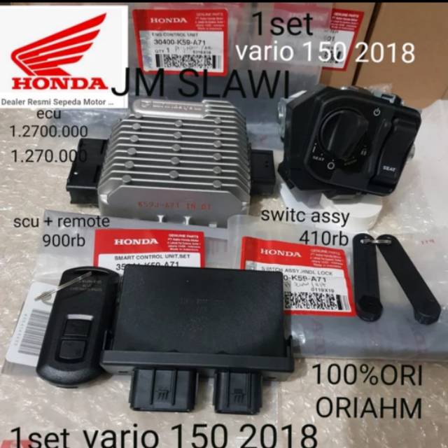 Ecu, scu, remote, switch keyless 1set /komplit tinggal pasang vario 150 2018 dealer resmi hgp ori AHM