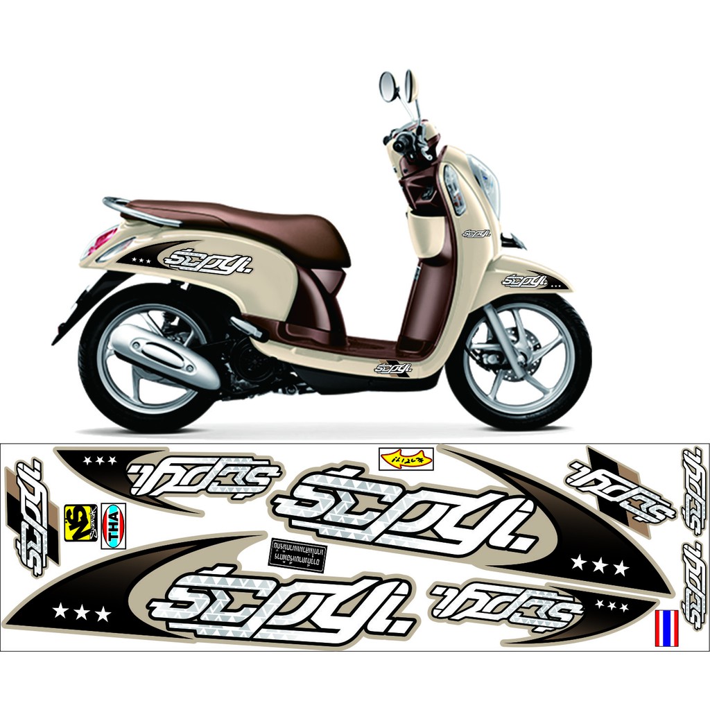 STRIPING VARIASI UNIVERSAL ALL NEW SCOOPY KREM 2014-2021 VARIASI STICKER SCOOPY NEW