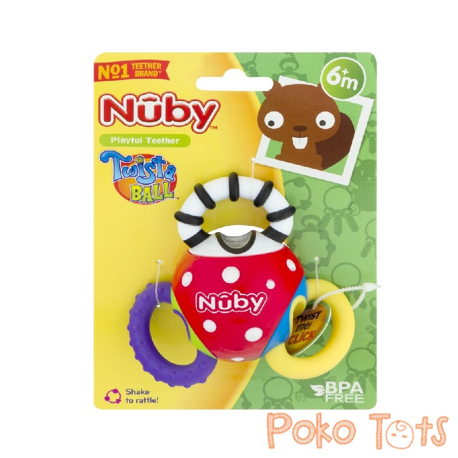 Nuby Twista Ball Teether Rattle Gigitan Kerincingan Bayi