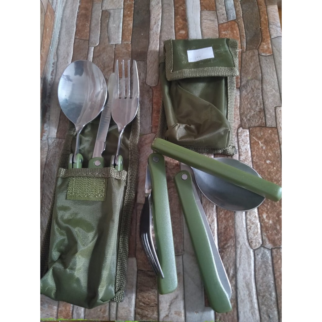 Sendok Garpu Yougle Pisau Camping Tools Pocket Multifungsi – Hijau