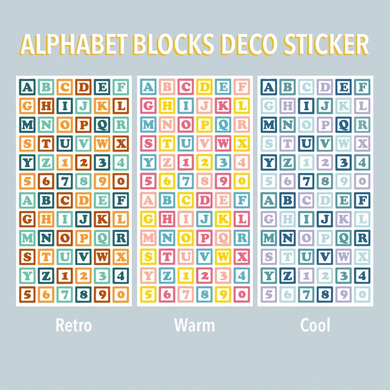 

Alphabet Blocks Deco Sticker Sheet / Stiker Dekorasi Alfabet Blok Lembaran dari Bali Art Supplies