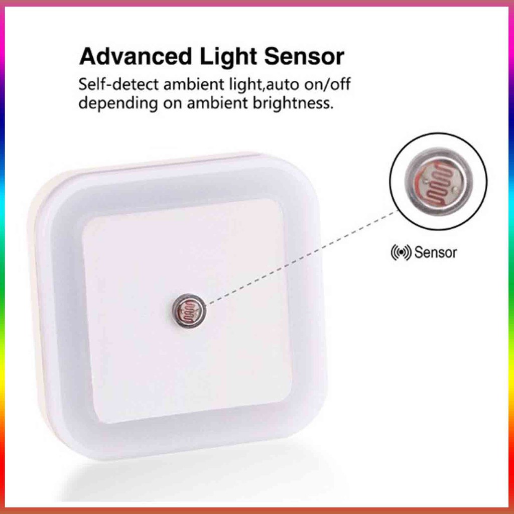 LED Lamp Sensor Cahaya Bentuk Kotak Night Light Lamp Sensor Lampu Malam Tidur Lorong Tangga