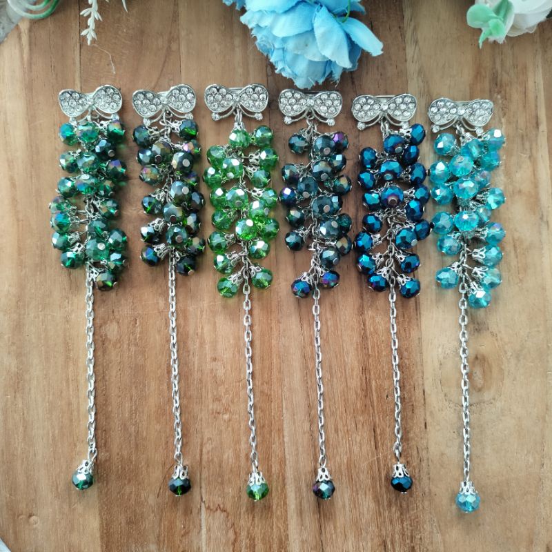 Bros dagu kristal ceko blink cantik / bros dagu panjang / bros hijab syar'i-3