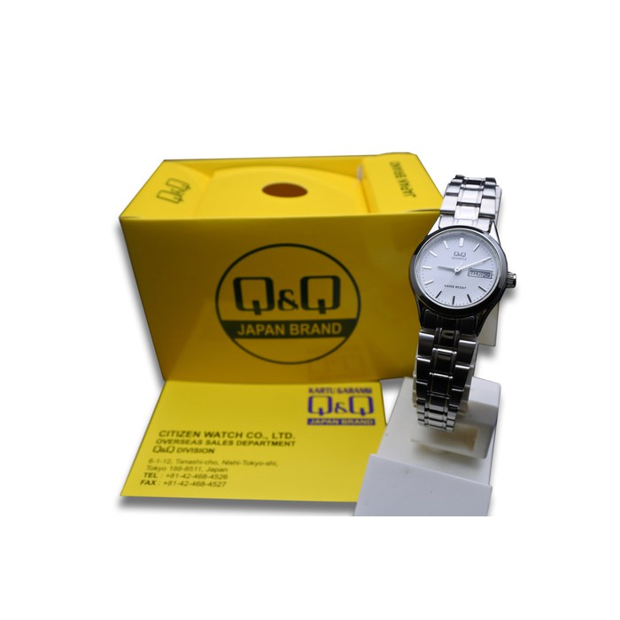 Q&Q QQ Analog Jam Tangan Wanita Rantai Silver BB13-201Y Original