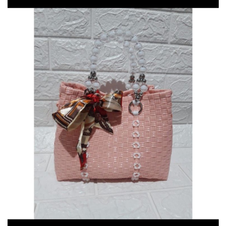 tas anyam jali premium handle mutiara