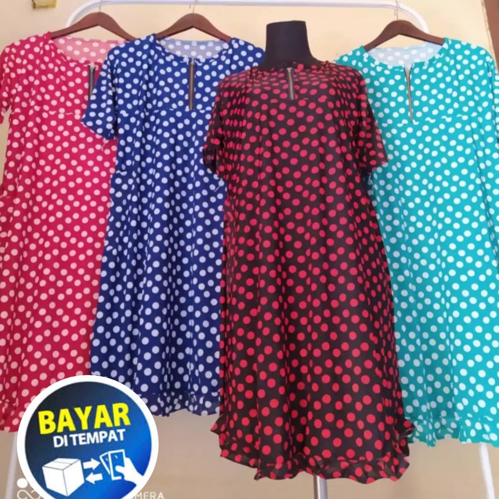 DASTER HOME DRESS SANTAI MOTIF FOLKA DOT