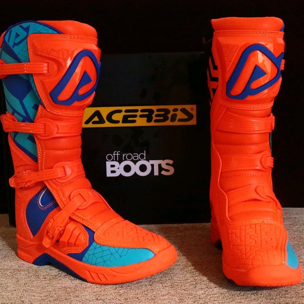 Sepatu Boots Adventure Enduro Trail Acerbis X Team 2018 Orange Blue Not Alpinestars tech 7 10 sidi g