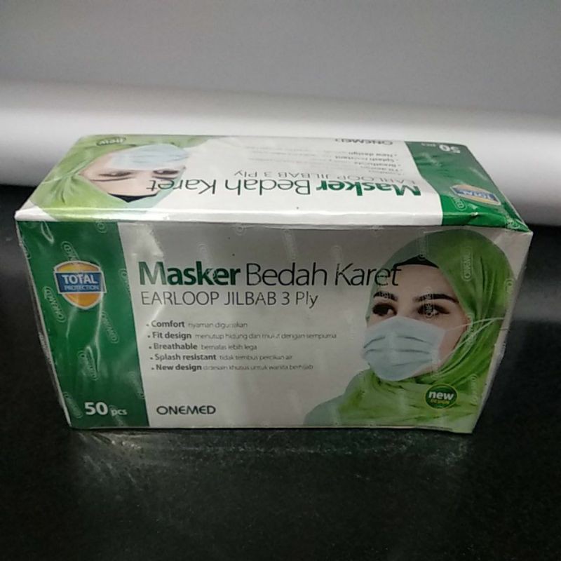 Masker Medis Onemed 3 ply ear loop Jilbab @50 lembar