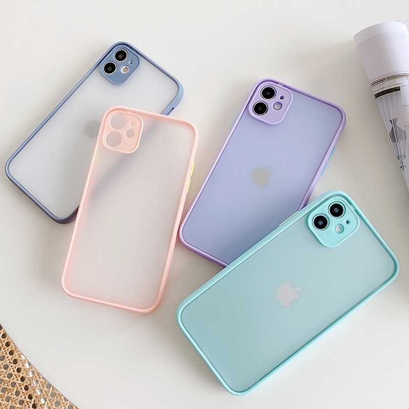 Transparan Frosted Shockproof case iPhone 6 6s 7 8 Plus X Xs Xr Xs Max 11Pro Max Silicone Casing Cover