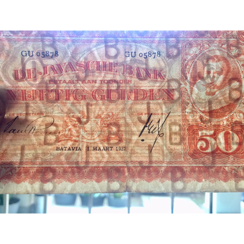 asli uang kuno 50 gulden Coen 1927