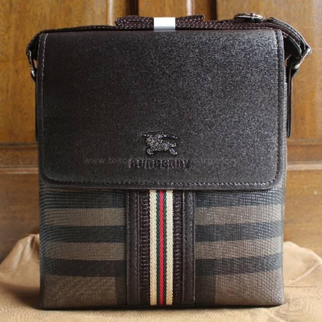 Tas Slempang Pria Branded Import BURBERRY BROWN (High Quality) ORI 100%
