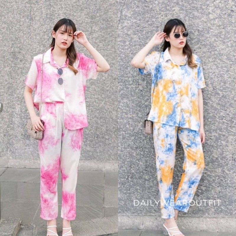 piyama set / tie dye set / set tie dye lengan pendek