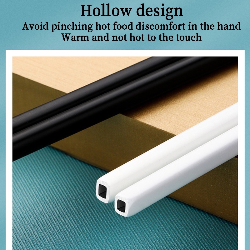 Stainless Steel Hollow Square Chopsticks / Household Chinese Spiral Reusable Non-slip Chopsticks