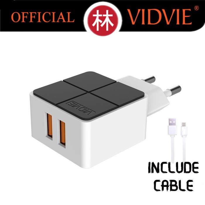 Vidvie PLE204 I5 Dual USB Charger 2.1A With Iphone Lightning Cable