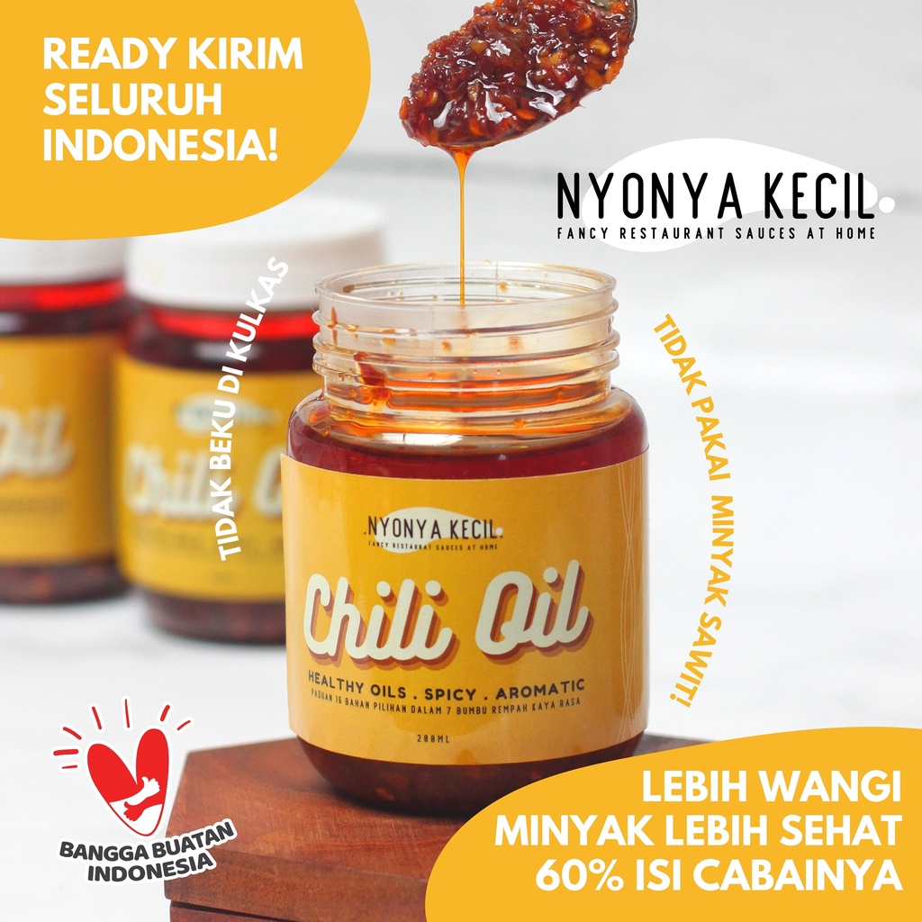 

Chili Oil Minyak Cabe Cabai Halal Mie Yamin Dimsum Frozen Nyonya Kecil Ginuk