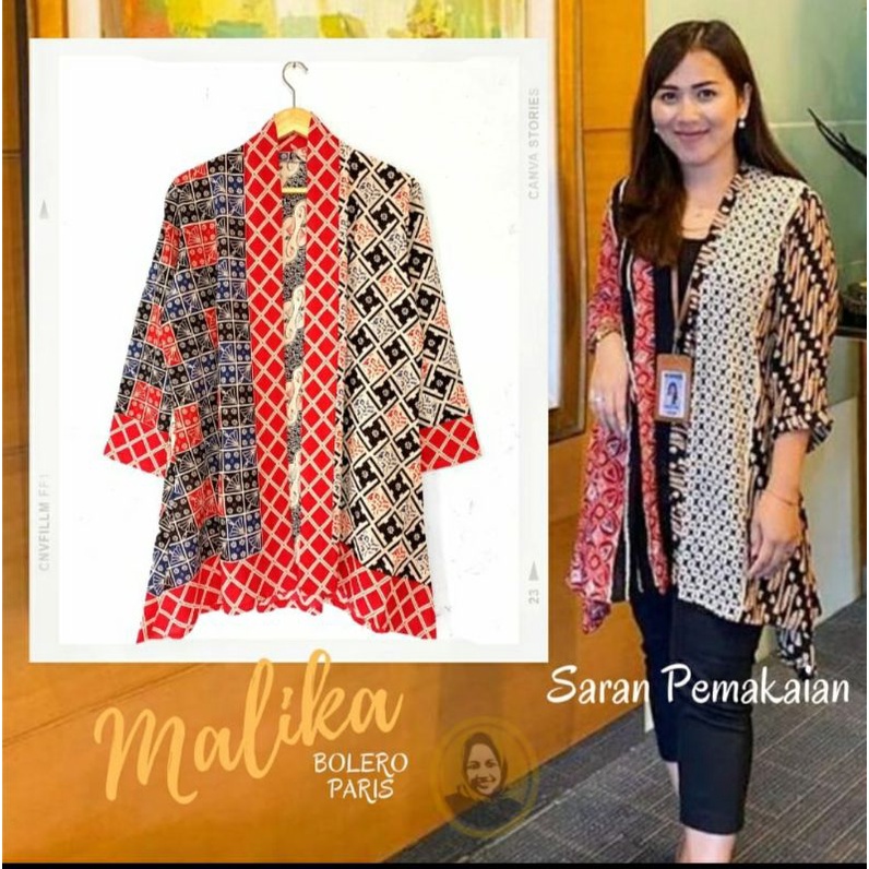 Outer Batik Wanita Modern Luaran Vest Cardigan Kerja Premium Bahan Katun Paris Asli Solo Seragam Bat