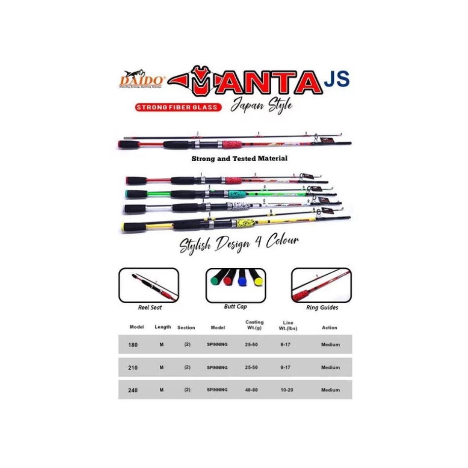 Joran Japan Style JS Daido Manta Fiber Solid Max Drag 16kg 150 165 180