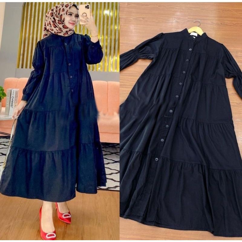 Gamis Zoya  midi dress full kancing midi dress kekinian