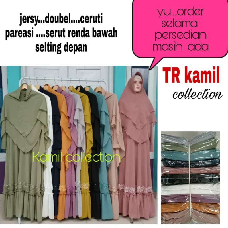(BISA COD) Gamis syari seruty babydoll jumbo Ld 125/ Gamis Set Hijab Syari Seruty Dobel 2Layer/ Gami