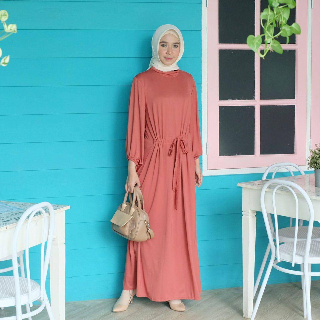 gamis kaos polos AMARILIS LONGDRESS bahan kaos crezia premium gamis syari gamis pesta maxidress